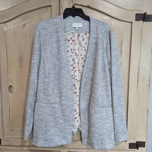 Skies Are Blue Curvy Women's Plus Cardigan Blazer Jacket 2X Grey Heathered